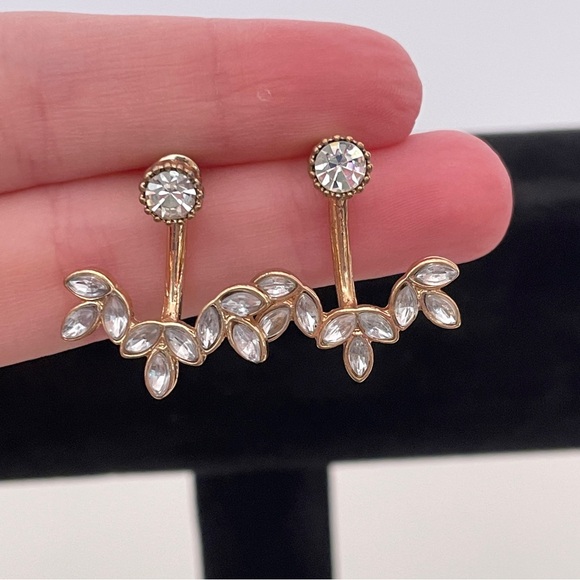 Vintage Gold Tone Fall Autumn Leaf Cottage Core Fairy Whisigoth Dangle Earrings - Picture 2 of 9